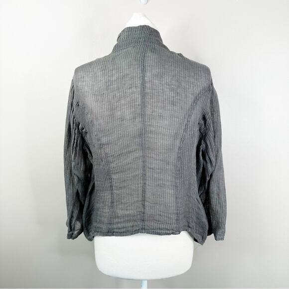 Eileen Fisher Cardigan Womens 1X Gray 100% Linen open Front Lagenlook Minimalist - Picture 4 of 9